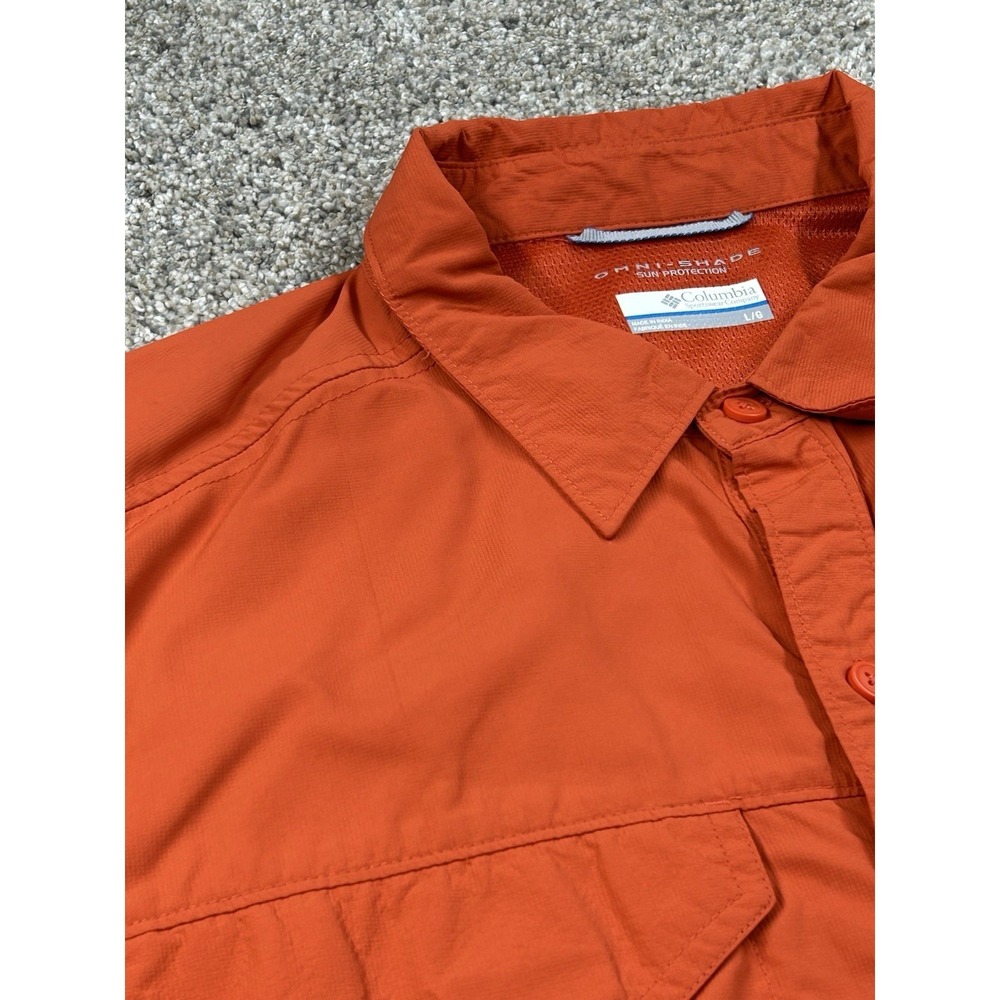 Columbia Men's Shirt Omni-Shade Short Sleeve Orange Men's Size Large